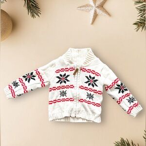 CARTER’S • Knitted zip-up cardigan with snowflake design